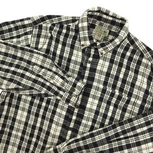 L.L. Bean Flannel Shirt Mens L Black Plaid Long Sleeve‎ Button Up Cotton Casual